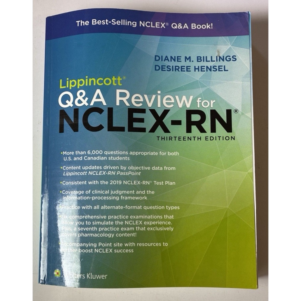Lippincott Q&A Review for NCLEX-RN Paperback, by Billings EdD RN Very Good (AA)